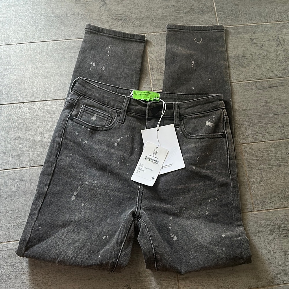 NWT Sandrine Rose x Free People “The Virgin Label” Polka Grey Jeans